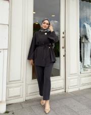 kruveze düğmeli pantalonlu takım antrasit 2