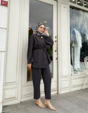 kruveze düğmeli pantalonlu takım antrasit 3