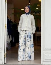 keten çiçekli pantolon bej 2