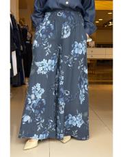 keten pantolon düz ve çiçekli mavi 3