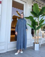 keten elbiseli kap indigo 4