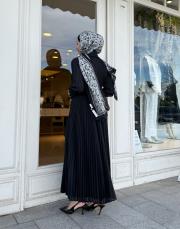 ithal volanlı elbise siyah 3