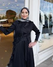 ithal volanlı elbise siyah 4