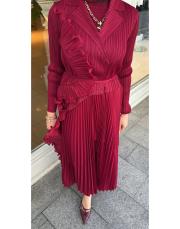 ithal volanlı elbise bordo 5