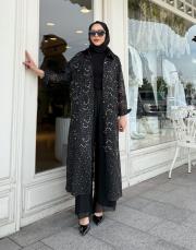 ithal taşlı gömlek kap siyah