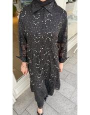 ithal taşlı gömlek kap siyah 6