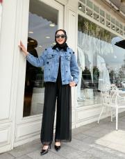 ithal kadife yaka kot açık mavi 2