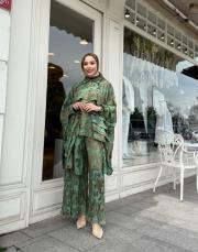 ithal desenli takım yeşil