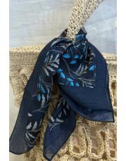 yaprak desenli fular lacivert