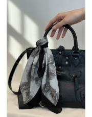 gül desenli fular siyah