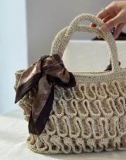 gül desenli fular koyu kahve