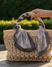 gül desenli fular haki-vizon