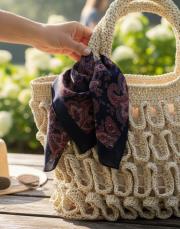 etnik desen fular bordo-lacivert