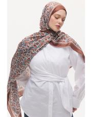 arpec desenli şal kahve-mavi 3