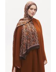 arpec desenli şal kahve-turuncu