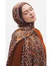 arpec desenli şal kahve-turuncu 2