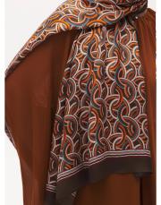 arpec desenli şal kahve-turuncu 4