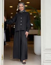 pantolon etekli tensel takım siyah 2