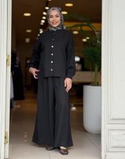 pantolon etekli tensel takım siyah 4