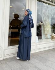 pantolon etekli tensel takım lacivert 4