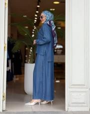 pantolon etekli tensel takım mavi 2