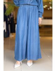 pantolon etekli tensel takım mavi 5