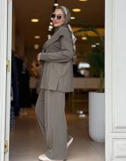 fular detaylı pantolon takım haki 3