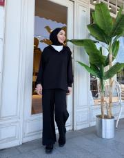 t-shirt detaylı basic takım siyah 3