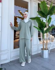 t-shirt detaylı basic takım mint