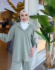 t-shirt detaylı basic takım mint 3