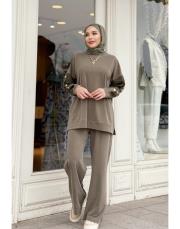 düğme detaylı takım haki