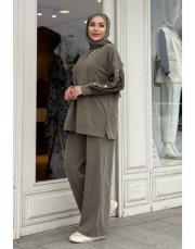 düğme detaylı takım haki 3