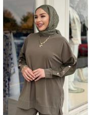 düğme detaylı takım haki 4