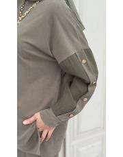 düğme detaylı takım haki 5