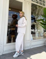 kolu pens detaylı  takım bej