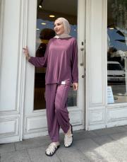 kolu pens detaylı  takım mürdüm