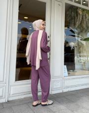 kolu pens detaylı  takım mürdüm 2