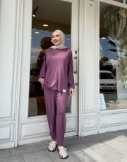 kolu pens detaylı  takım mürdüm 3