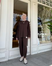 kolu pens detaylı  takım kahve