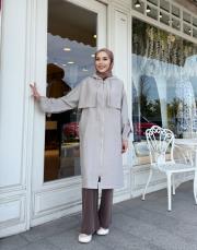 kapşonlu çift yaka kap taş