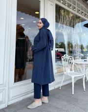 kapşonlu çift yaka kap lacivert 2