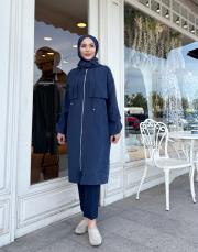 kapşonlu çift yaka kap lacivert 4