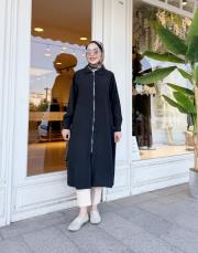 gömlek yaka fermuarlı kap siyah 3