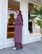 gömlek yaka fermuarlı kap mürdüm 2