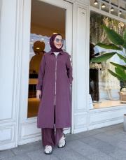 gömlek yaka fermuarlı kap mürdüm 3