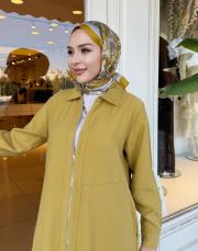 gömlek yaka fermuarlı kap hardal 4