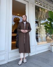 gömlek yaka fermuarlı kap kahve