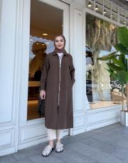 gömlek yaka fermuarlı kap kahve 4