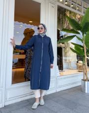 gömlek yaka fermuarlı kap lacivert