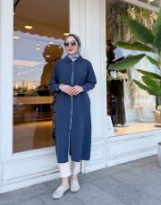 gömlek yaka fermuarlı kap lacivert 3